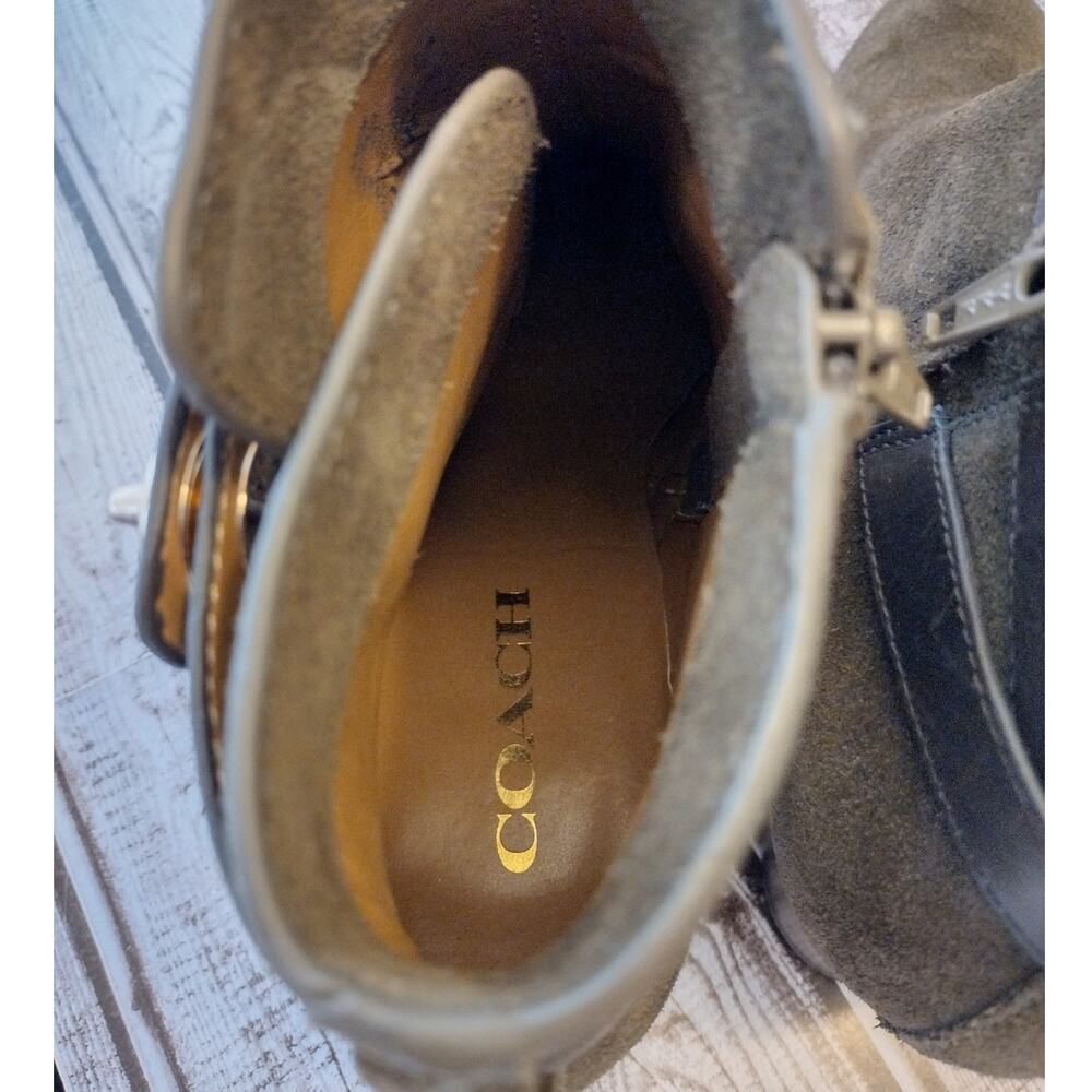 Coach | Dark Olive Green Suede "Patricia" Ankle Boots 10B - Picture 9 of 14